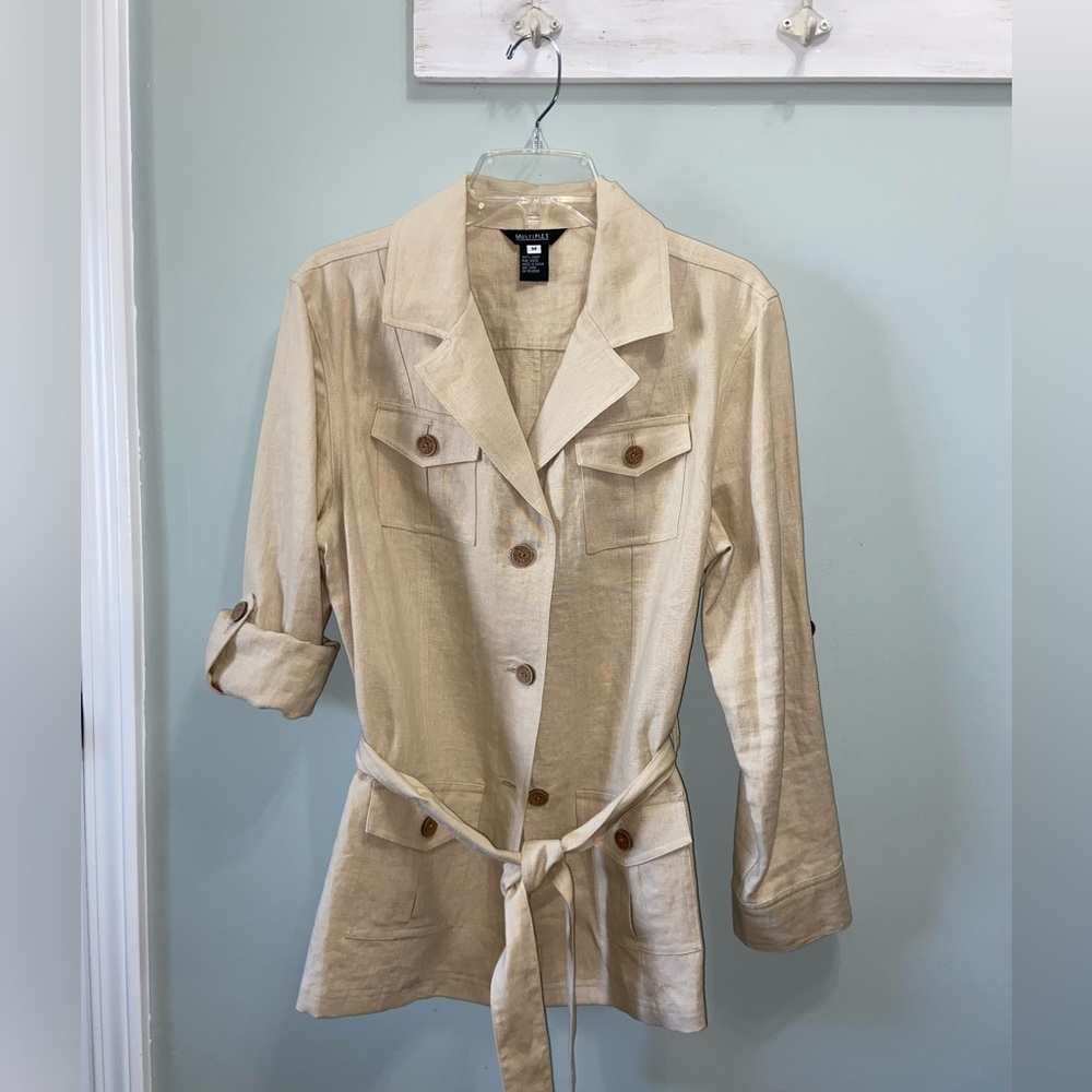 Multiples 100% Linen Women’s Button Down Top Size Medium